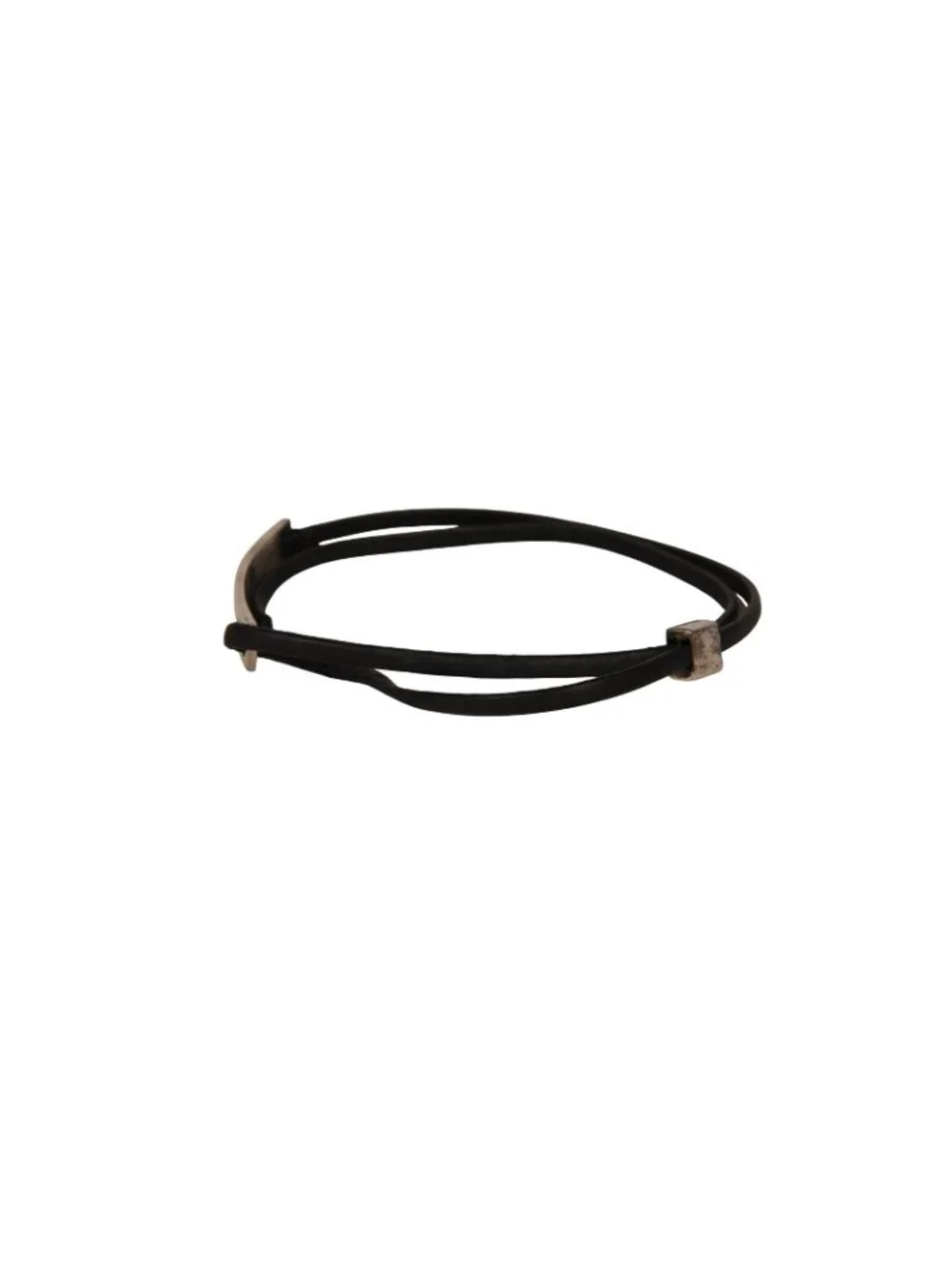Gucci Black Leather .925 Silver Bracelet Black Leather Adjustable wristlet